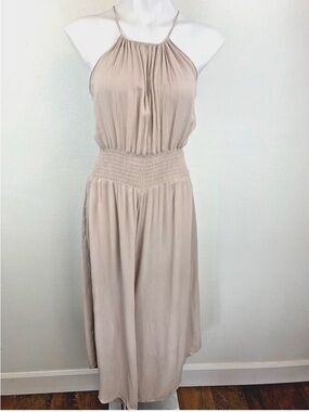 Mahina Nude Pleated Jumpsuit